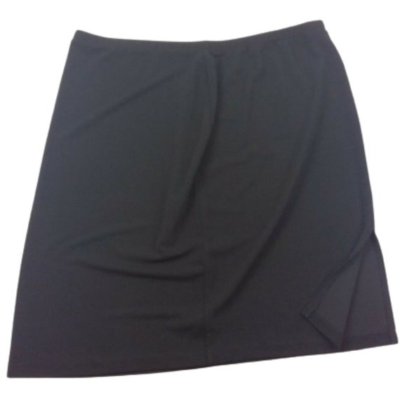 Susan Graver Pencil Skirt Pull-On Stretch Elastic Waist Career Business Black - Picture 4 of 6